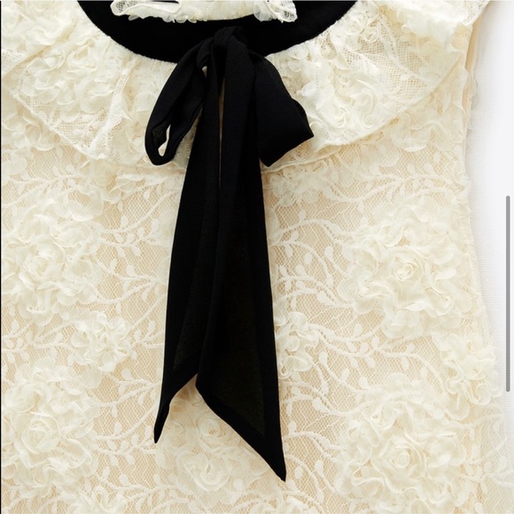 Zara sleeveless ruffled lace dress with dropped waist & contrasting necktie NWT - Picture 3 of 13